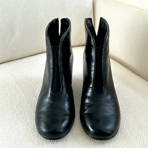 genuine leather black wedge booties sz8.5